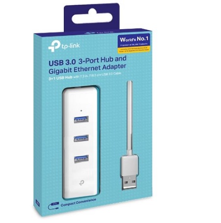 Adaptador TP-Link USB 3.0 a Red y Hub 3 puertos