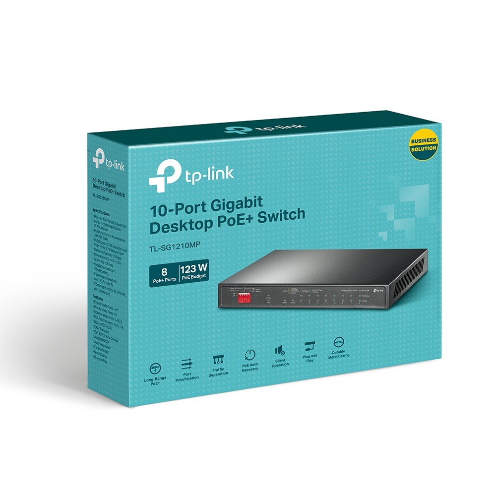 Switch 9 Puertos Gigabit 1 Puerto SFP Gigabit 8 POE Carcasa Metálica (copia)