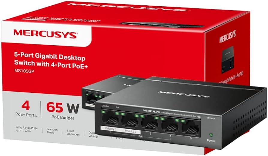 Switch Mercusys MS105GP 5puertos Poe+ Giga