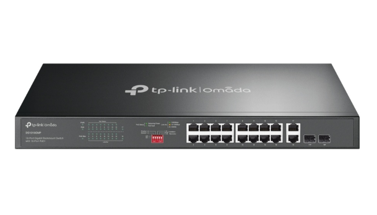 Switch TP-LINK DS1018GMP | 16 Puertos Gigabit PoE+ af/at, 2 Ranuras SFP Gigabit Rackeable