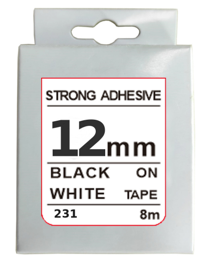CINTA ROTULADORA Brother 12MM X 8M BLACK/WHITE FUERTE * Compatible
