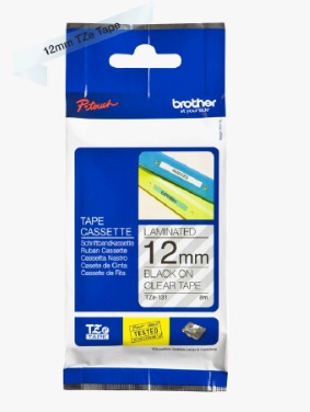 Cinta BROTHER TZE-131-Doble adhesivo, transp c/letra negra