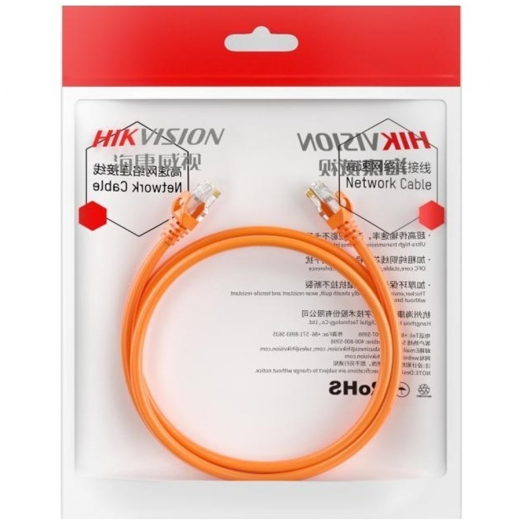 Cable Patchcord HIkvision 1 m Cat6 naranja