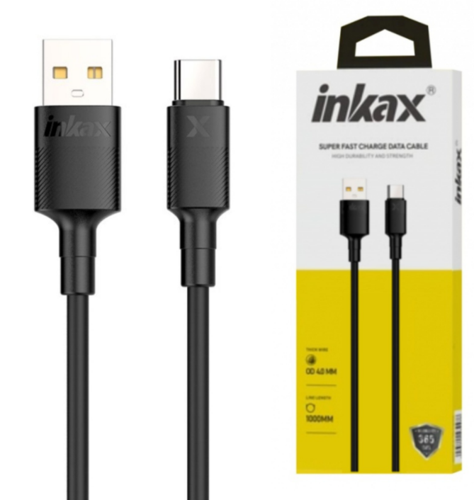 Cable Inkax USB Tipo C 3.1A negro 1 metro de largo