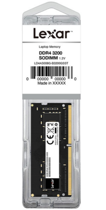 Memoria Lexar DDR4 8GB 3200Mhz sodimm Presentación en blister