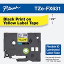 [TZE631] CINTA NEGRO AMARILLO 12MM PARA BROTHER PT