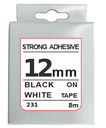 [231] CINTA ROTULADORA Brother 12MM X 8M BLACK/WHITE FUERTE * Compatible